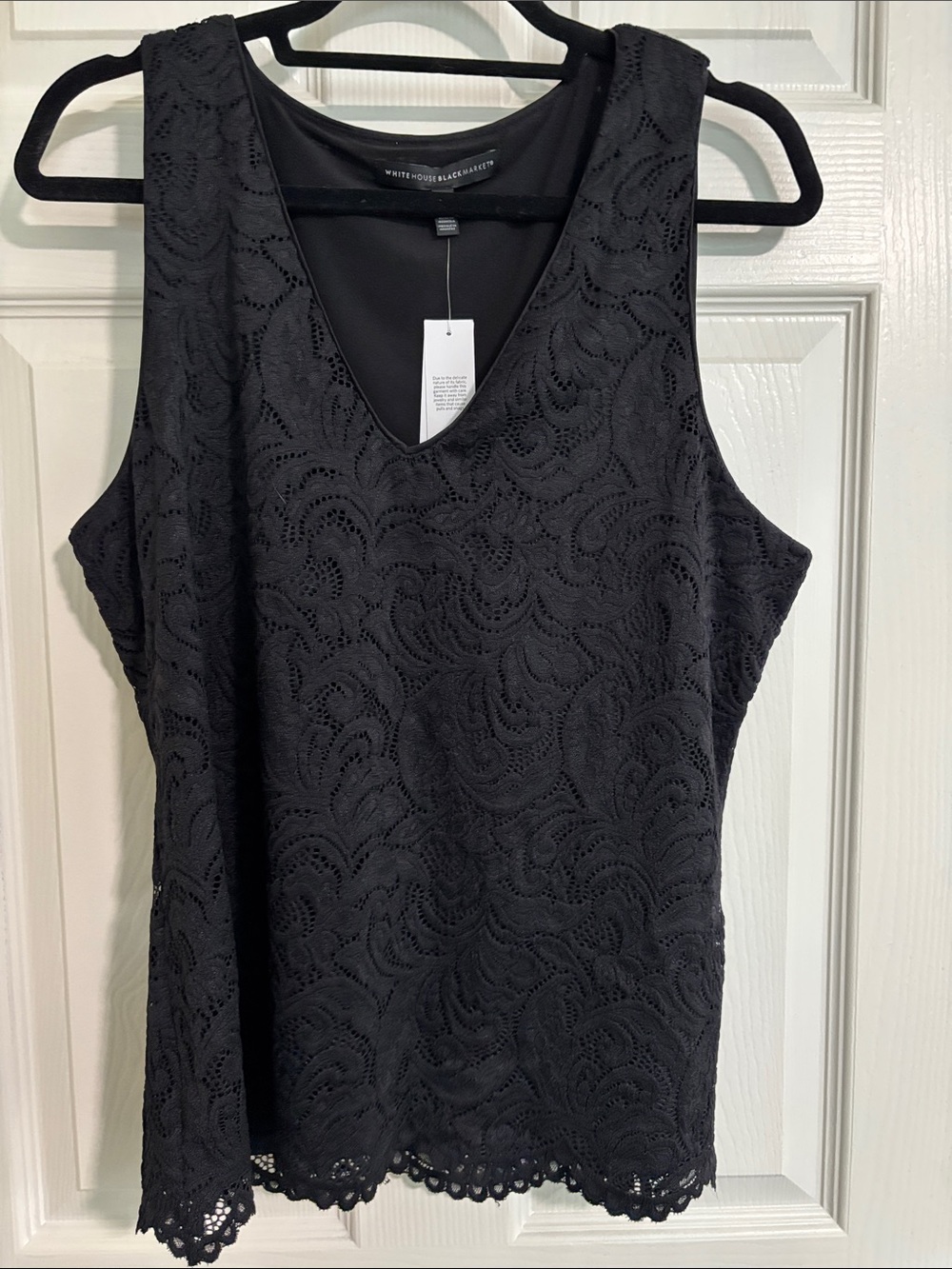 White House Black Market Black Lace V-Neck Camisole